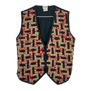 VINTAGE Halsey Collection Woven Patchwork Sleeveless Vest Size Medium
